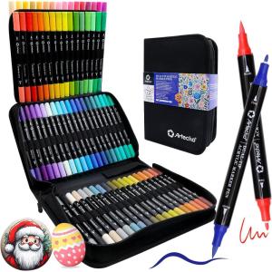 image:imageArtecho Acrylic Paint Markers 48 Colors with Bag Acrylic Paint Pens with Brush Tip and Fine Tip for Stone Rock Painting Paper Pumpkin Wood Egg Canvas Ceramic Fabric leather Glass72 Colors