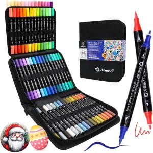 image:imageArtecho Acrylic Paint Markers 48 Colors with Bag Acrylic Paint Pens with Brush Tip and Fine Tip for Stone Rock Painting Paper Pumpkin Wood Egg Canvas Ceramic Fabric leather Glass60 Colors