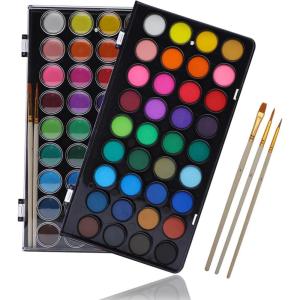 image:imageArtecho 36 Colors Watercolor Paint Set with 3 Brushes Washable Travel Design Perfect for Card Making Illustrations Painting Calligraphy36 colors