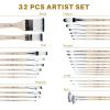 image:imageArtecho 32 PCS Paint Brushes for Acrylic Painting Acrylic Paint Brushes for Oil Watercolor Acrylic Gouache and Canvas Painting32 pcs