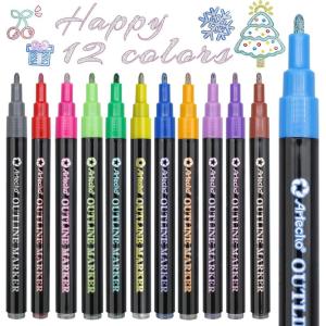 image:imageArtecho 120 Colors Markers for Adult Coloring Books Dual Tip Markers for School Fine and Brush Tip for Adults Coloring Books Calligraphy Drawing Sketching12 glitter colors