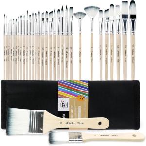 image:imageArtecho 32 PCS Paint Brushes for Acrylic Painting Acrylic Paint Brushes for Oil Watercolor Acrylic Gouache and Canvas Painting32 pcs