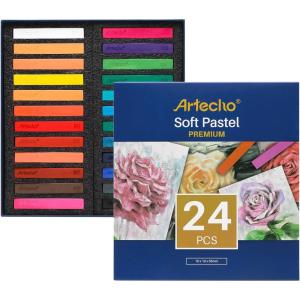 image:imageArtecho 50pcs Soft Pastels 48 Colors Including 4 Fluorescent Colors Extra Free Black amp White Square Chalk for Drawing Blending Layering Shading Pastels Art Supplies24 colors long