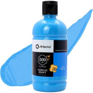 image:imageArtecho Black Acrylic Paint  Large Bottle 500ml  17oz Craft Paint for Canvas Rocks Wood Fabric Ceramic NonToxicCerulean Blue