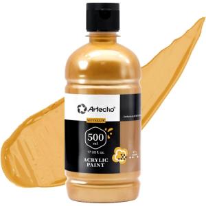 image:imageArtecho Black Acrylic Paint  Large Bottle 500ml  17oz Craft Paint for Canvas Rocks Wood Fabric Ceramic NonToxicGold