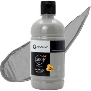 image:imageArtecho Black Acrylic Paint  Large Bottle 500ml  17oz Craft Paint for Canvas Rocks Wood Fabric Ceramic NonToxicGrey