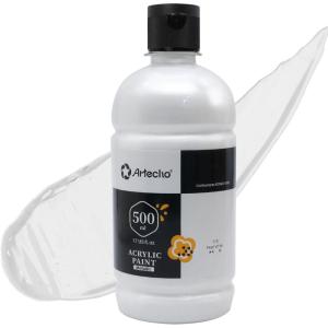 image:imageArtecho Black Acrylic Paint  Large Bottle 500ml  17oz Craft Paint for Canvas Rocks Wood Fabric Ceramic NonToxicPearl White