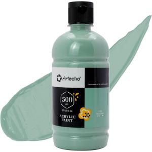 image:imageArtecho Black Acrylic Paint  Large Bottle 500ml  17oz Craft Paint for Canvas Rocks Wood Fabric Ceramic NonToxicSage Green