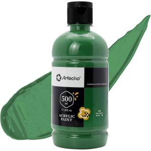 image:imageArtecho Black Acrylic Paint  Large Bottle 500ml  17oz Craft Paint for Canvas Rocks Wood Fabric Ceramic NonToxicSap Green