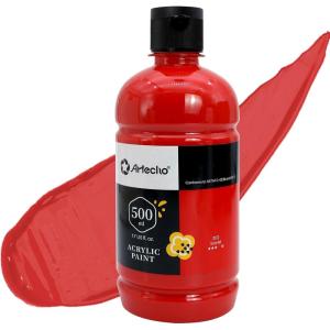 image:imageArtecho Black Acrylic Paint  Large Bottle 500ml  17oz Craft Paint for Canvas Rocks Wood Fabric Ceramic NonToxicScarlet Red