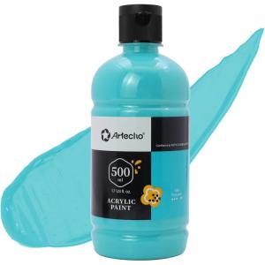image:imageArtecho Black Acrylic Paint  Large Bottle 500ml  17oz Craft Paint for Canvas Rocks Wood Fabric Ceramic NonToxicTurquoise