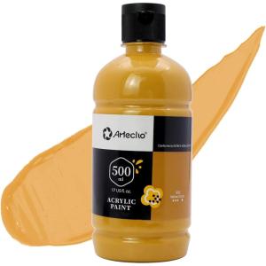 image:imageArtecho Black Acrylic Paint  Large Bottle 500ml  17oz Craft Paint for Canvas Rocks Wood Fabric Ceramic NonToxicYellow Ochre