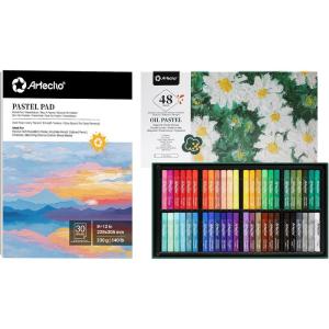 image:imageArtecho Oil Pastels Set of 48 Colors Soft Oil Pastels for Art Painting Drawing Blending Art Supplies for Artists Beginners Students Teachers 10 x 70 mm48 Colors with paper pad