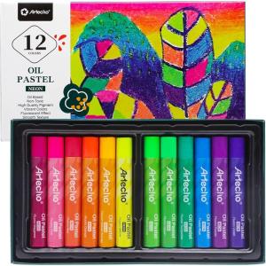 image:imageArtecho Oil Pastels Set of 48 Colors Soft Oil Pastels for Art Painting Drawing Blending Art Supplies for Artists Beginners Students Teachers 10 x 70 mm12 Neon Colors