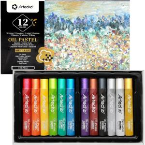 image:imageArtecho Oil Pastels Set of 48 Colors Soft Oil Pastels for Art Painting Drawing Blending Art Supplies for Artists Beginners Students Teachers 10 x 70 mm12 Metallic Colors