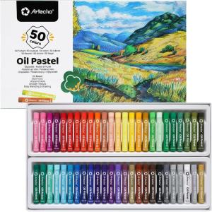 image:imageArtecho Oil Pastels Set of 50 Colors 8 x 60 mm Soft Oil Pastels for Art Painting Drawing Blending Art Supplies for Artists Teachers50 Basic Colors