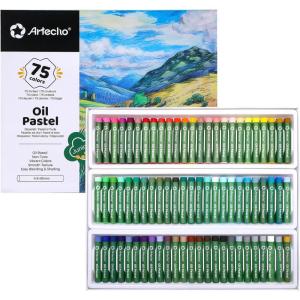 image:imageArtecho Oil Pastels Set of 50 Colors 8 x 60 mm Soft Oil Pastels for Art Painting Drawing Blending Art Supplies for Artists Teachers75 Basic Colors