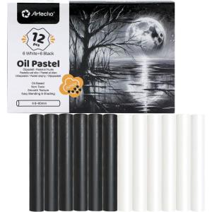 image:imageArtecho Oil Pastels Set of 50 Colors 8 x 60 mm Soft Oil Pastels for Art Painting Drawing Blending Art Supplies for Artists TeachersWhite and Black