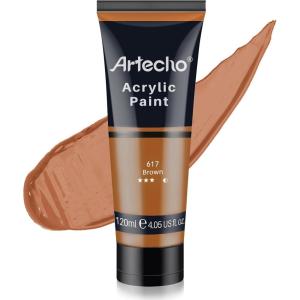 image:imageArtecho Red Acrylic Paint Crimson Red Paint 120ml  405oz Tubes Art Craft Paints for Canvas Rock Stone Wood Fabric Art SuppliesBrown