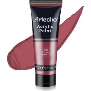 image:imageArtecho Red Acrylic Paint Crimson Red Paint 120ml  405oz Tubes Art Craft Paints for Canvas Rock Stone Wood Fabric Art SuppliesCrimson