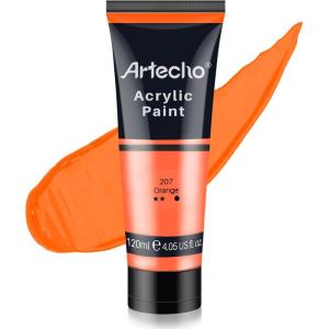 image:imageArtecho Red Acrylic Paint Crimson Red Paint 120ml  405oz Tubes Art Craft Paints for Canvas Rock Stone Wood Fabric Art SuppliesOrange