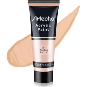 image:imageArtecho Red Acrylic Paint Crimson Red Paint 120ml  405oz Tubes Art Craft Paints for Canvas Rock Stone Wood Fabric Art SuppliesRose Gold