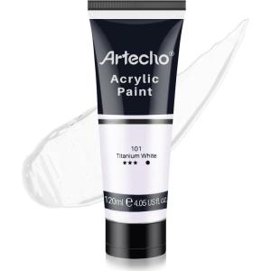 image:imageArtecho Red Acrylic Paint Crimson Red Paint 120ml  405oz Tubes Art Craft Paints for Canvas Rock Stone Wood Fabric Art SuppliesTitanium White