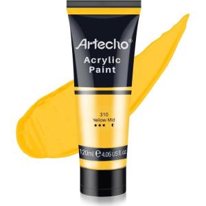 image:imageArtecho Red Acrylic Paint Crimson Red Paint 120ml  405oz Tubes Art Craft Paints for Canvas Rock Stone Wood Fabric Art SuppliesYellow Mid