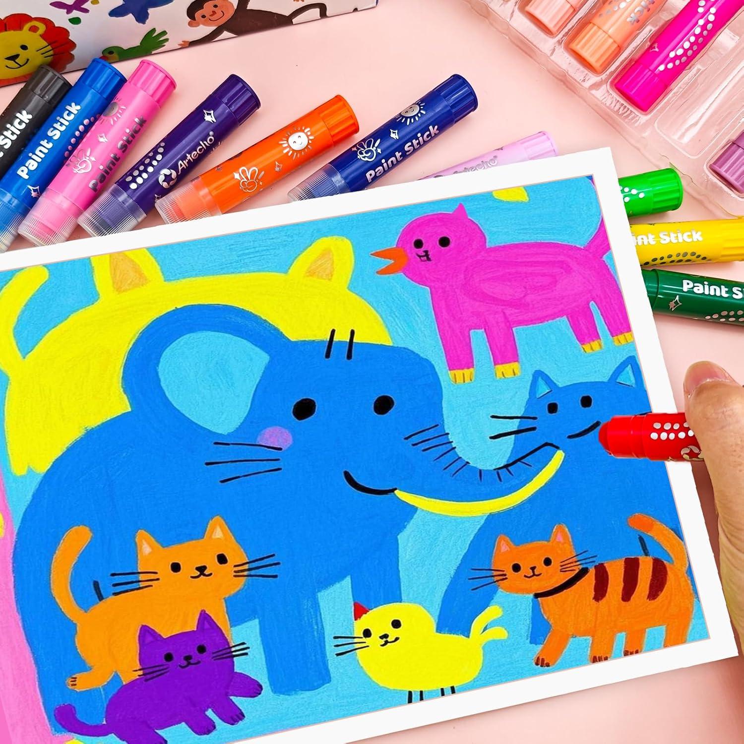 image:imageArtecho Tempera Paint Sticks 36 Colors Washable Paint Sticks Including 12 Vibrant Colors 12 Pastel Colors 6 Neon Colors and 6 Metallic Colors36 Colors Vibrant  Neon  Metallic  Pastel