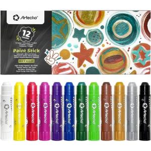 image:imageArtecho Tempera Paint Sticks 36 Colors Washable Paint Sticks Including 12 Vibrant Colors 12 Pastel Colors 6 Neon Colors and 6 Metallic Colors12 Metallic Colors