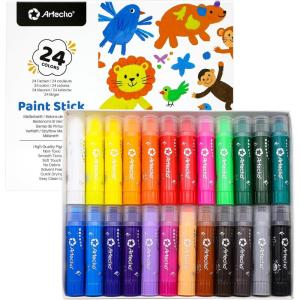 image:imageArtecho Tempera Paint Sticks 36 Colors Washable Paint Sticks Including 12 Vibrant Colors 12 Pastel Colors 6 Neon Colors and 6 Metallic Colors24 Vibrant Colors