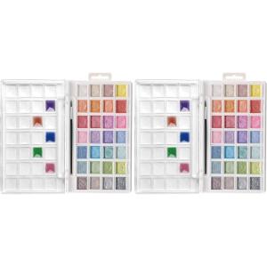 image:imageArtecho 28 Metallic Watercolor Paint Set Glitter Colors SemiMoist Pearlescent Water color Ideal for Beginners and Artists Pack of 2