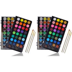 image:imageArtecho 36 Colors Watercolor Paint Set with 3 Brushes Washable Travel Design Perfect for Card Making Illustrations Painting Calligraphy Pack of 2