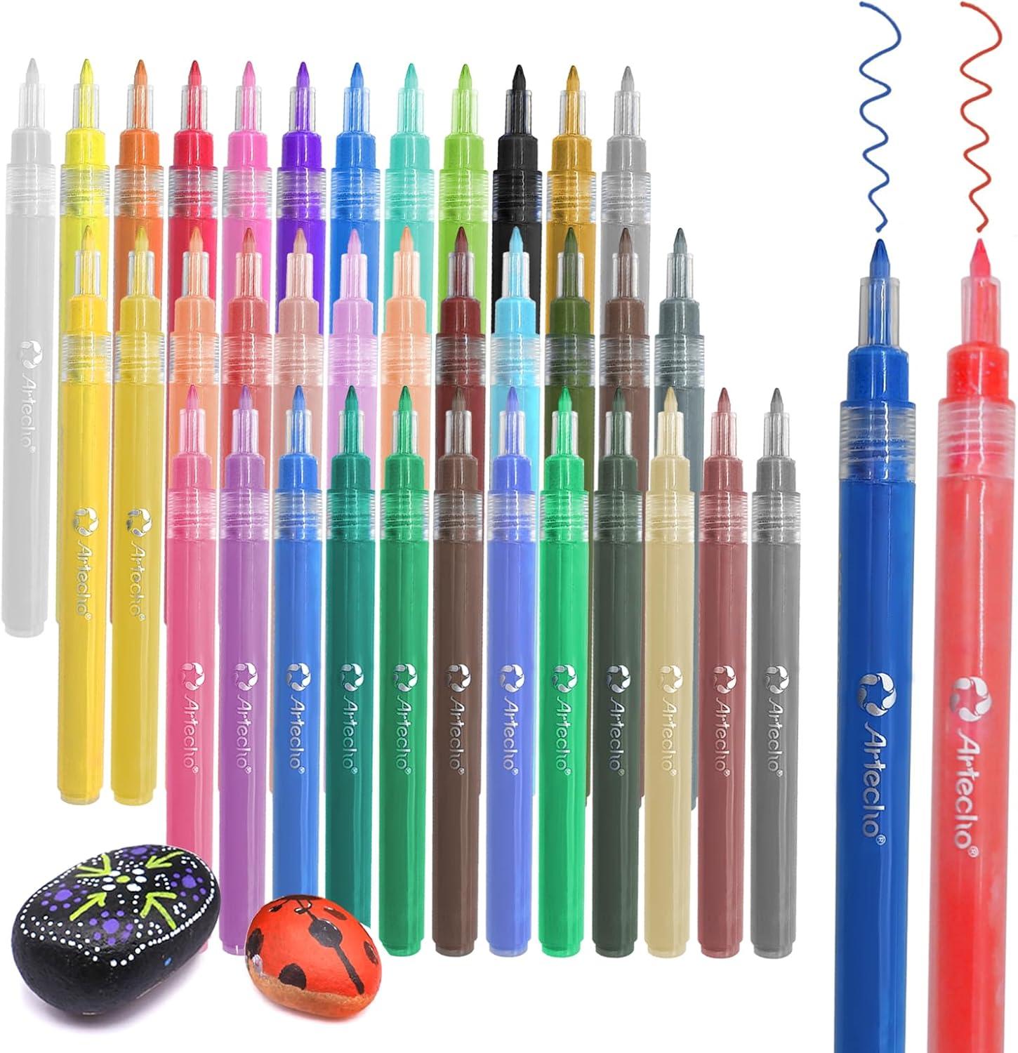 image:imageArtecho Acrylic Paint Markers 36 Colors 07mm Extra Fine Tip Paint Pens for Rock Painting Ceramic Fabric Canvas Wood Glass Art Supplies