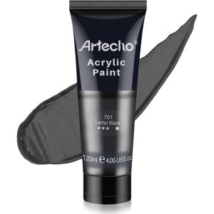 image:imageArtecho Blue Acrylic Paint Cerulean Blue Paint 120ml  405oz Tubes Art Craft Paints for Canvas Rock Stone Wood Fabric Art SuppliesLamp Black