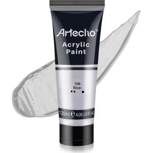image:imageArtecho Blue Acrylic Paint Cerulean Blue Paint 120ml  405oz Tubes Art Craft Paints for Canvas Rock Stone Wood Fabric Art SuppliesSilver
