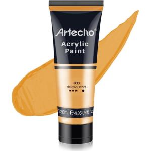 image:imageArtecho Blue Acrylic Paint Cerulean Blue Paint 120ml  405oz Tubes Art Craft Paints for Canvas Rock Stone Wood Fabric Art SuppliesYellow Ochre