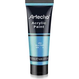 image:imageArtecho Blue Acrylic Paint Cerulean Blue Paint 120ml  405oz Tubes Art Craft Paints for Canvas Rock Stone Wood Fabric Art Supplieslridescent Blue