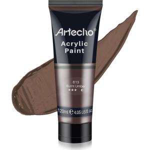 image:imageArtecho Professional Acrylic Paint Set 20 Primary Colors 120ml  405oz Tubes Art Craft Paints for Canvas Rock Stone Wood Fabric Art SuppliesBurnt Umber
