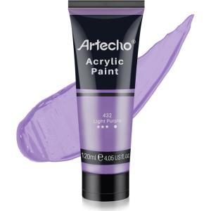 image:imageArtecho Professional Acrylic Paint Set 20 Primary Colors 120ml  405oz Tubes Art Craft Paints for Canvas Rock Stone Wood Fabric Art SuppliesLight Purple