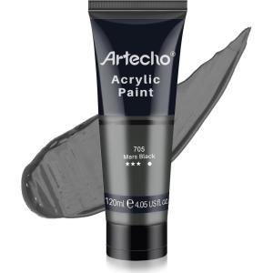 image:imageArtecho Professional Acrylic Paint Set 20 Primary Colors 120ml  405oz Tubes Art Craft Paints for Canvas Rock Stone Wood Fabric Art SuppliesMars Black
