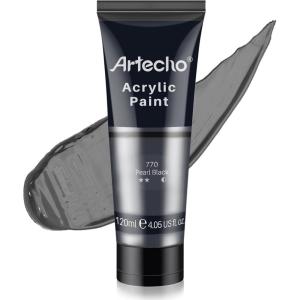 image:imageArtecho Professional Acrylic Paint Set 20 Primary Colors 120ml  405oz Tubes Art Craft Paints for Canvas Rock Stone Wood Fabric Art SuppliesPearl Black