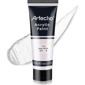 image:imageArtecho Professional Acrylic Paint Set 20 Primary Colors 120ml  405oz Tubes Art Craft Paints for Canvas Rock Stone Wood Fabric Art SuppliesPearl White