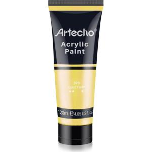 image:imageArtecho Professional Acrylic Paint Set 20 Primary Colors 120ml  405oz Tubes Art Craft Paints for Canvas Rock Stone Wood Fabric Art Supplieslridescent Gold