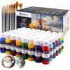 image:imageArtecho 48 Colors Acrylic Paint Set 2oz59ml with 12 Brushes Craft Paints for Canvas Wood Rock Painting amp Fabric Rich Pigment Non Toxic Art Supplies for Artists amp Beginners2oz48colors