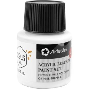 image:imageArtecho 12 Colors Acrylic Leather Paint 1oz Set Leather Paint for Shoes Sneakers Boots Bags Sofa Jackets and Furniture  Will Not Crack or Peel MixableWhite