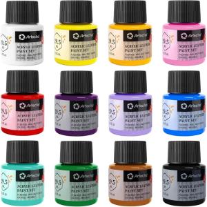 image:imageArtecho 12 Colors Acrylic Leather Paint 1oz Set Leather Paint for Shoes Sneakers Boots Bags Sofa Jackets and Furniture  Will Not Crack or Peel Mixable12 Colors Set