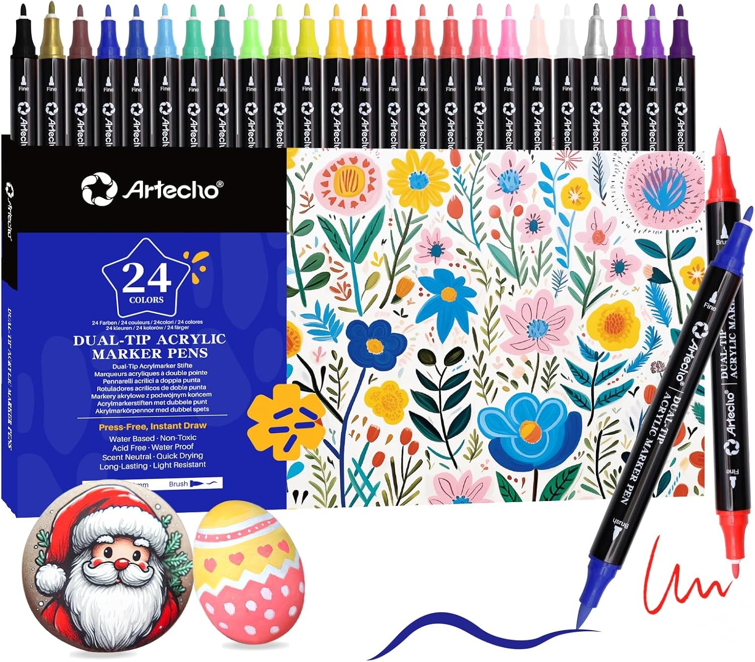 image:imageArtecho Acrylic Paint Markers 24 Colors Dual tip and 36 Colors 07mm Extra Fine Tip