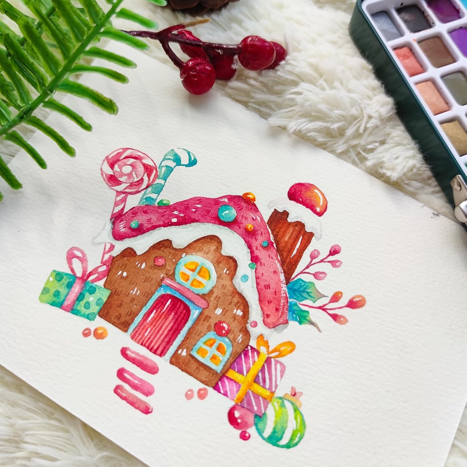 image:imageArtecho Watercolor Paint Set 72 Colors Travel Watercolor Set with Watercolor Papers and Brushes Ideal for Amateur Hobbyists Painting Lovers and Artists50 Colors