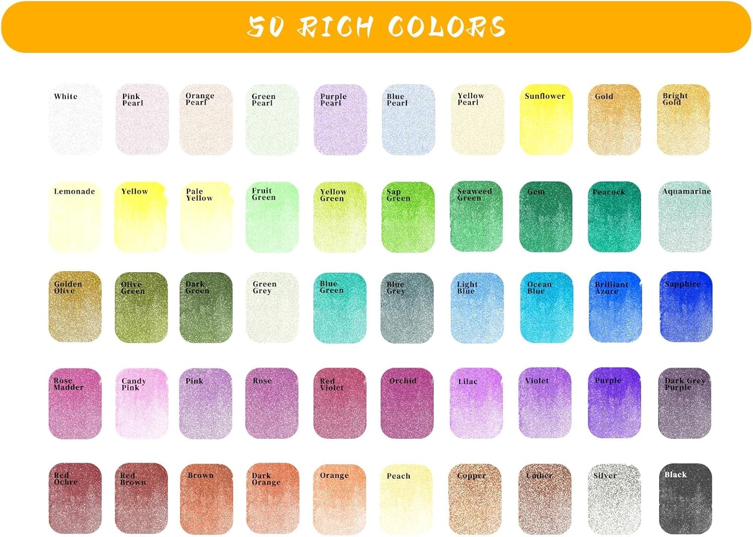 image:imageArtecho Watercolor Paint Set 72 Colors Travel Watercolor Set with Watercolor Papers and Brushes Ideal for Amateur Hobbyists Painting Lovers and Artists50 Colors Metallic